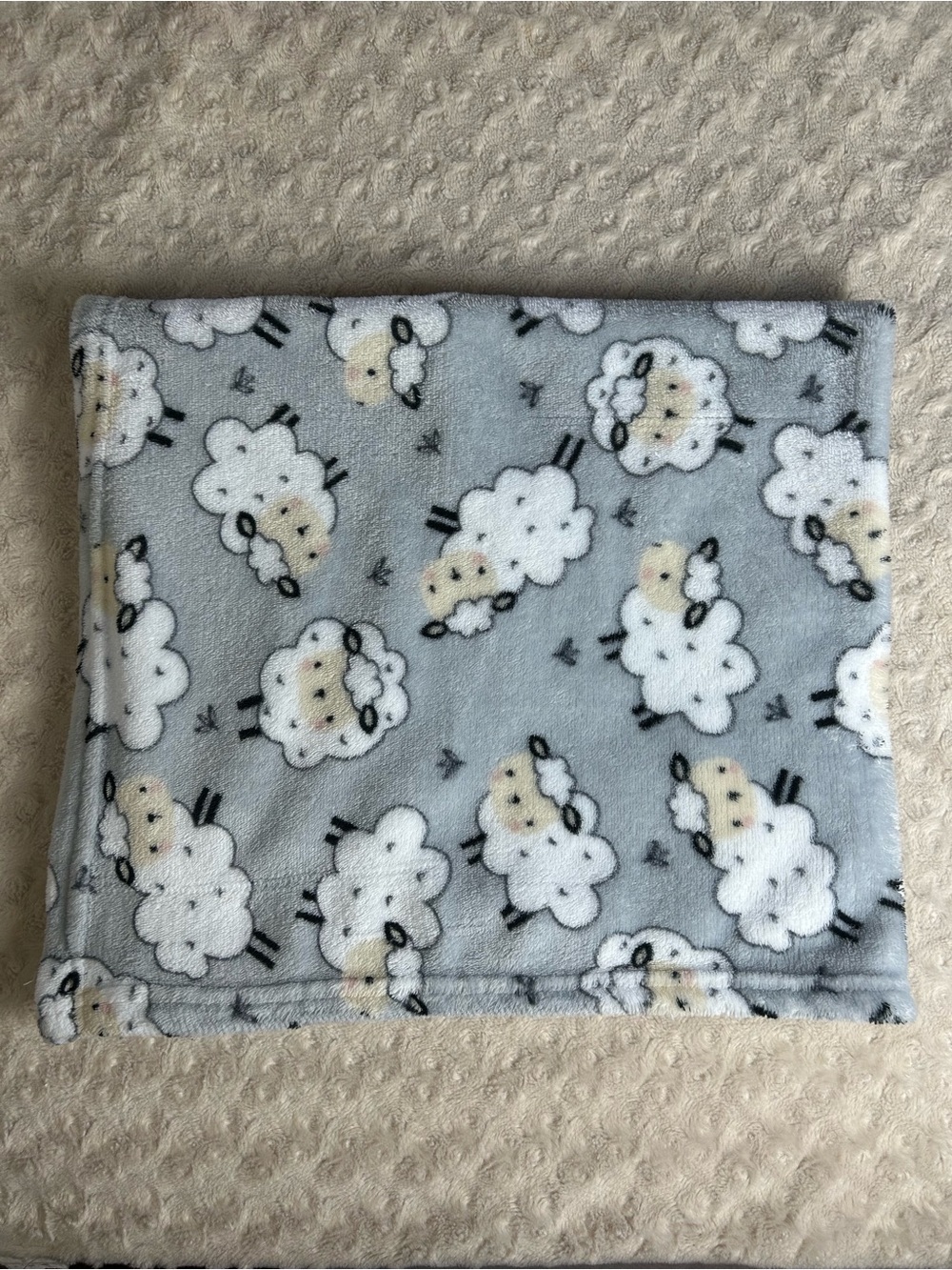 Parent's Choice Lamb Sheep Baby Blanket Gray White Black Plush Soft